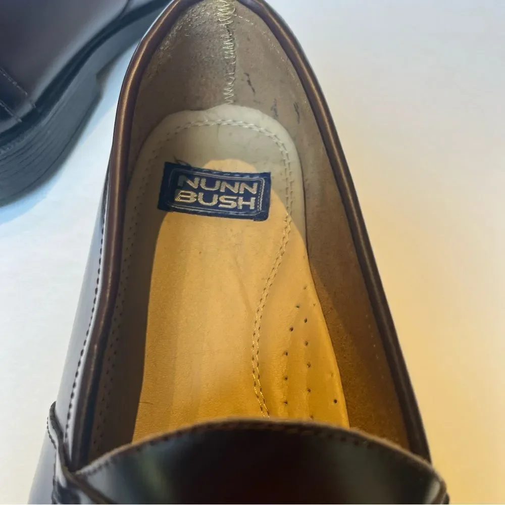 Nunn Bush Men's Burgundy Leather Penny Loafers Slip On Lincoln size 12M